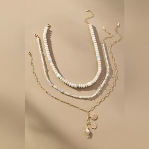 Anthropologie Shades of Sea Layered Necklaces: Charm Edition Ivory